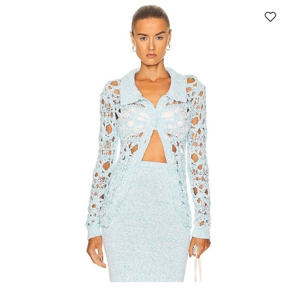 Christopher Esber Tops - BNWOT CHRISTOPHER ESBER Crochet Button Up Blue Cardigan Size Small